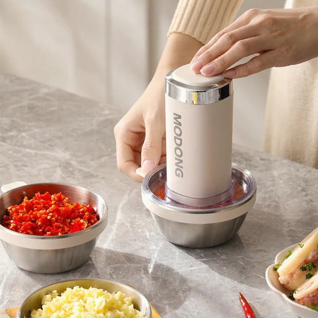 Електричний подрібнювач продуктів зі скляною чашею, 4 леза, для дому