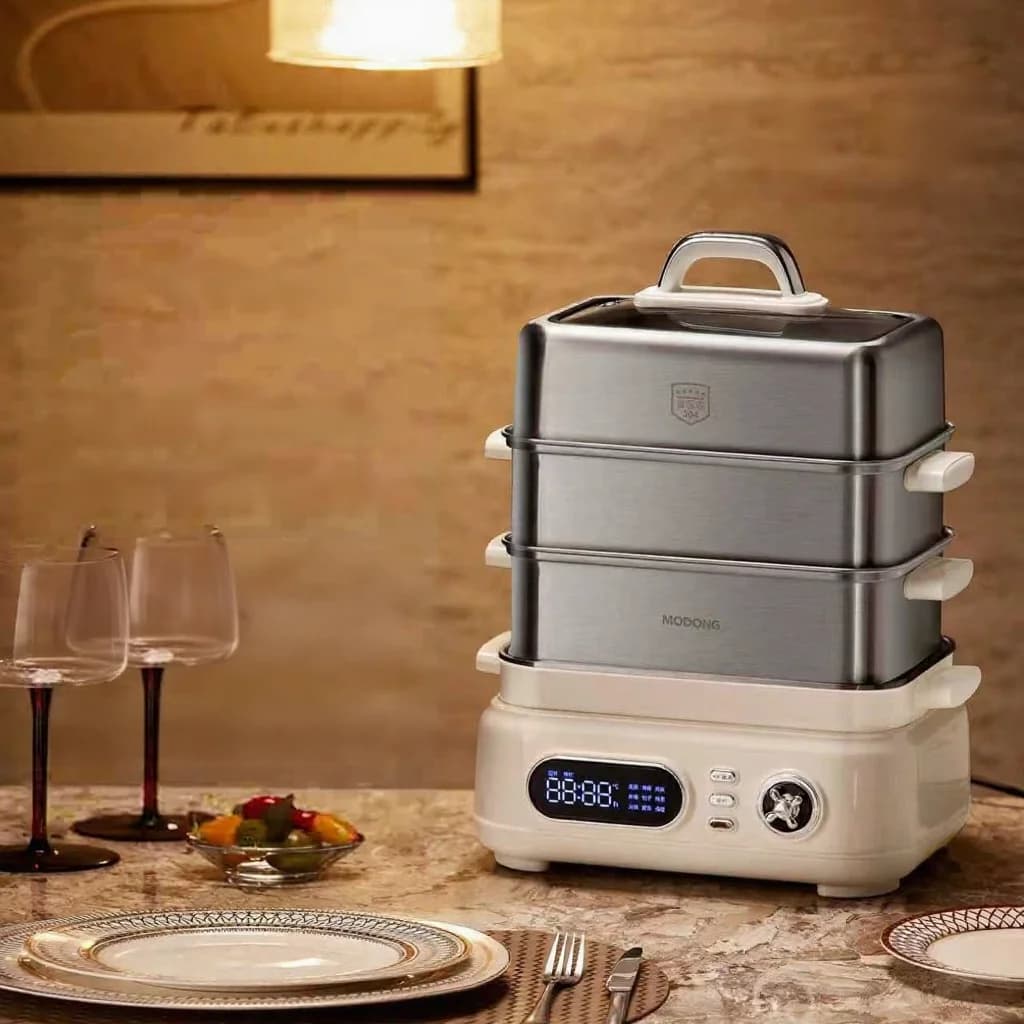 Електрична пароварка з нержавіючої сталі, 3-рівнева, 18L, 220V 1500W