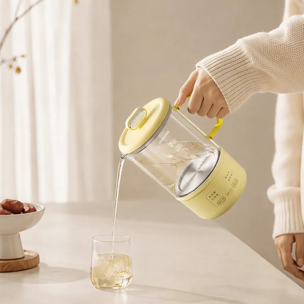 Скляний електричний горщик для здорового харчування 600ml 500W з підтриманням тепла та таймером