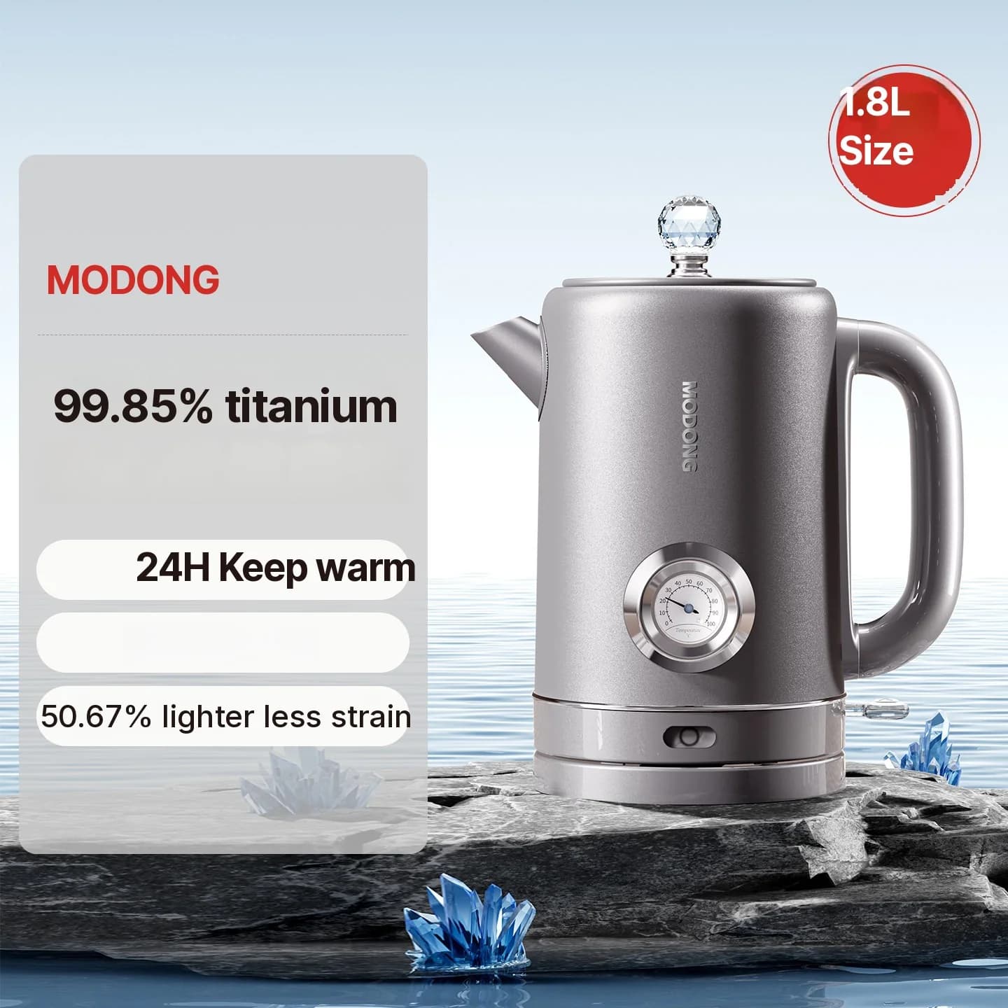 Електричний чайник з 304 Stainless Steel 1.8L, підтримання тепла 1500W